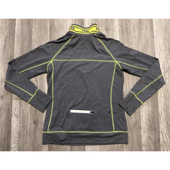 Victoria's Secret Ultimate Womens Medium Gray 1/4 Zip Sweatshirt Back Zip Pocket - Picture 10 of 16